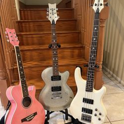 Daisy Rock Trio Electric Guitar, Bass Guitar, Acoustic Guitar 