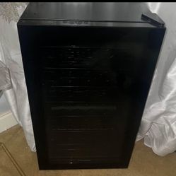 Black Mini Frigidaire Fridge with glass door