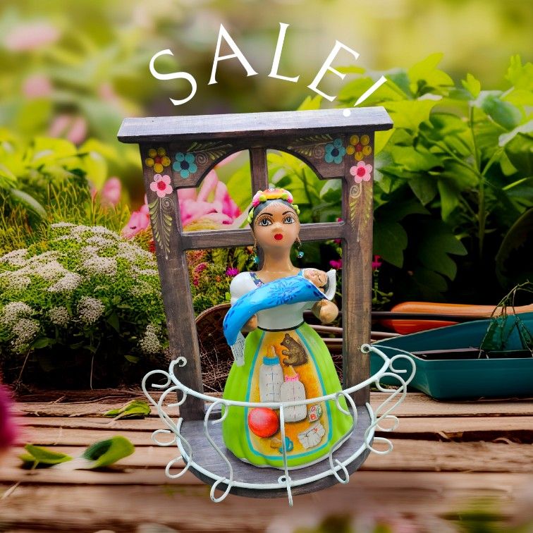 Lupita Doll & Wooden Balcony 💥Talavera & Clay Pottery Store Tel 562 348-2841