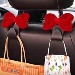 2pcs Cute Bowknot Car Seat Hooks,Multifunctional Seat Back Storage Organizer Hooks,Car
Accessories