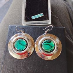 Paua Shell And Silver Earrings 