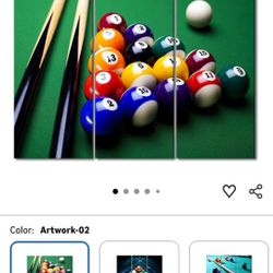 Billard Picture. 46in By 31.5 In. NEW