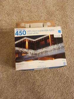 Christmas Lights, 450 LED micro Icicle Lights, Cool White, White, Holiday Time