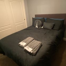 Moving Sale Full size Bwd frame, box spring and mattress