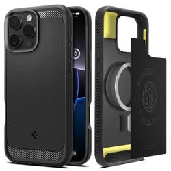 Spigen Rugged Armor MagFit Case for iPhone 16 Pro Matte Black