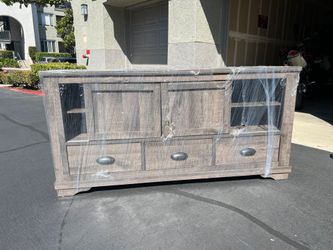 Crown Mark Coralee 63" Rustic Wood TV Stand,