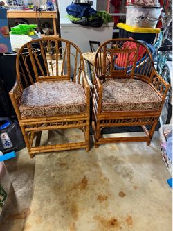 Pair bamboo chairs palm beach regency