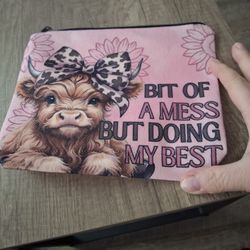Highland Cow Makeup Bag