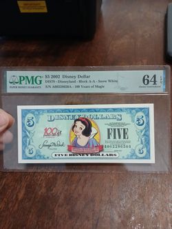 2002 $5 Disney Dollar Snow White PMG 64