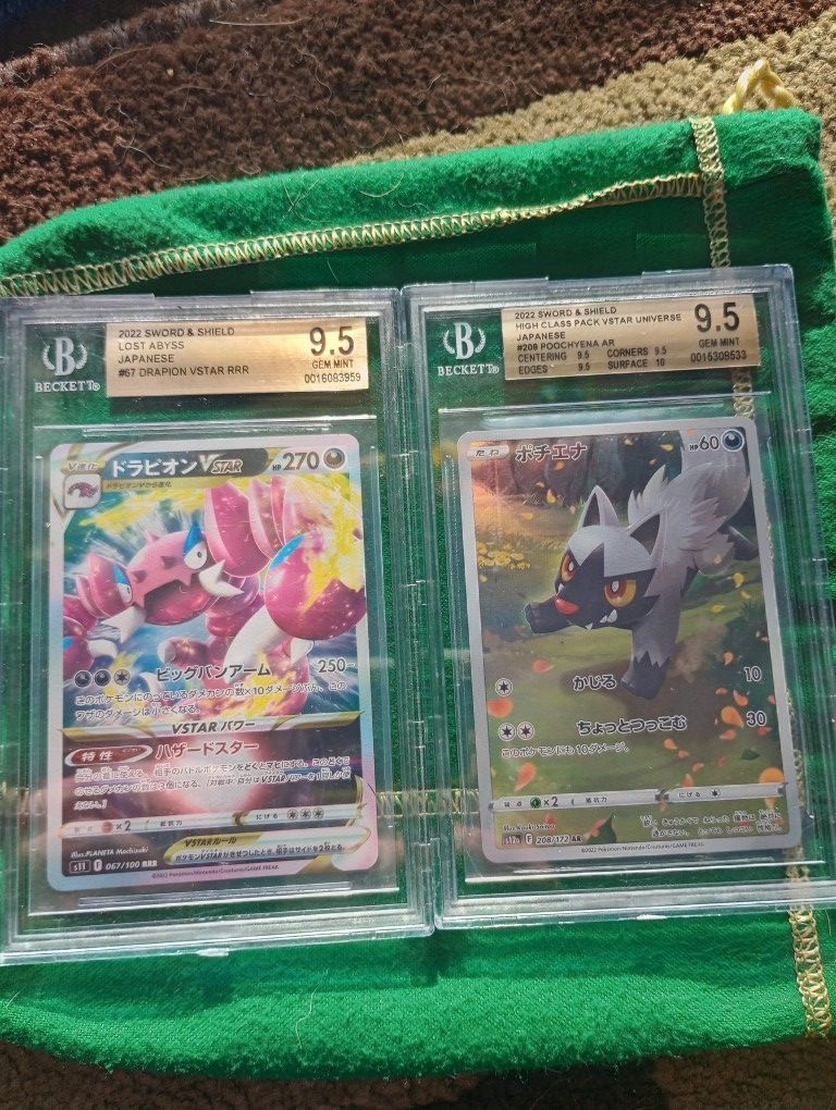 Pokemon Slab. 2022 Poochyena AR #208 & Drapion Vstar #67