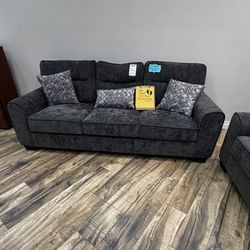 Charcoal Fabric Sofa 