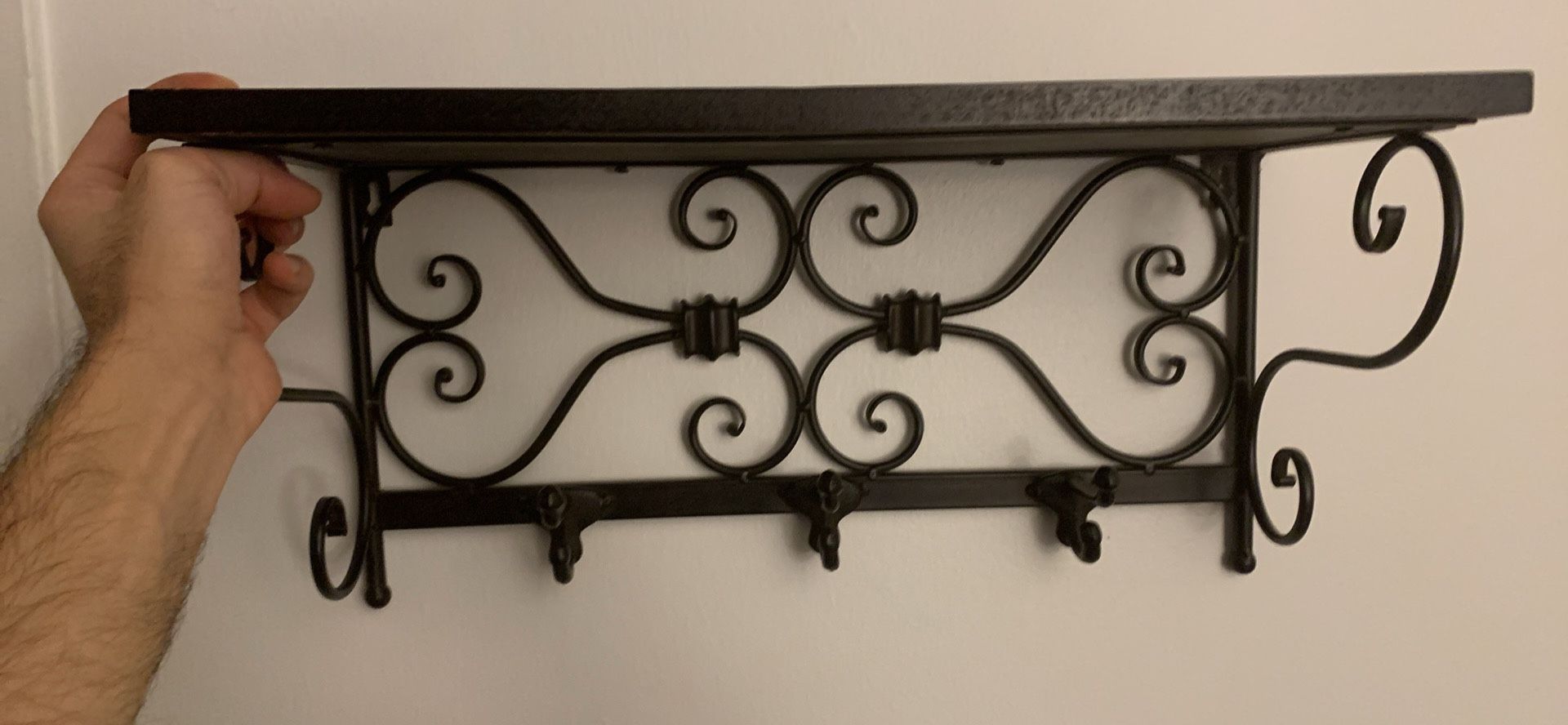 Wall Mounted Hook Rack - Ornate, Metal Design