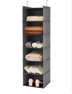 6-Shelf Hanging Closet Organizer Gray