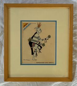 J.D. Roybal Native American Dancer Silk Screen Hand Made Print - Frame 10x11.5”