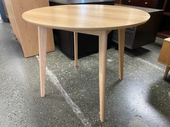 Round Brown Oak Modern Dining Table