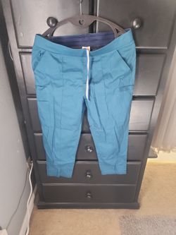 Teal Crop Scrub Pants