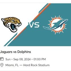 Two Tickets Jaguars vs Dolphins With Parking 