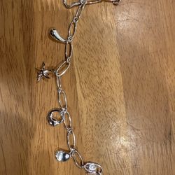 Tiffany Open Chain 5 Charms Bracelet 7 1/4” Length 