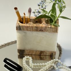 Vintage Onyx Heavy Three Slot Multi Functional Holder