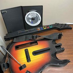 Nintendo Wii RedOctane Wireless Guitar Controller Sunburst W/ Guitar Hero III Legends of Rock Game