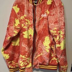 Valeza Stay Vibin Anime Bomber Jacket Size 2XL pink/yellow/red