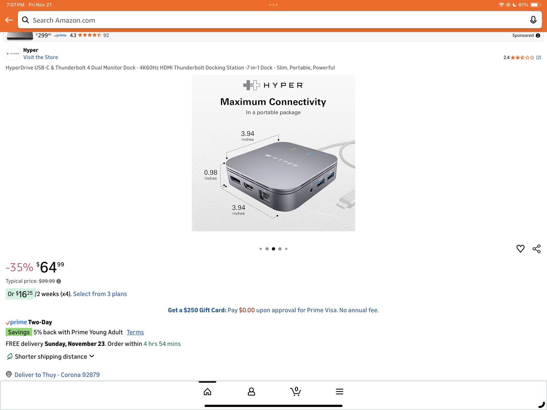 HyperDrive USB-C & Thunderbolt 4 Dual Monitor Dock 