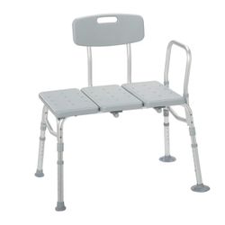 Drive Medical 12011KD-1 Tub Transfer Bench For Bathtub, Height Adjustable Shower Bench with Backrest, Shower Seat Shower Chair Bath Chair for Elderly,