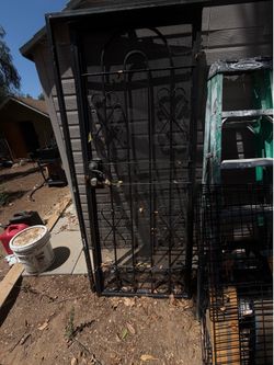 Wrought iron security double screen doors