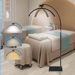 Lash Light for Eyelash Tech, Dimmable Half Moon Lash Lamp for Eyelash Extensions, Rotating, Adjustable LED Esthetician Light with Phone Holder (Black)