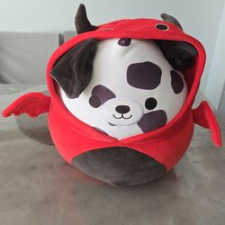 Squismallow dalmata with red devil hallowen custom
