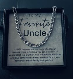Men's Silver Figaro Chain Necklace Gift - My Favorite Uncle
