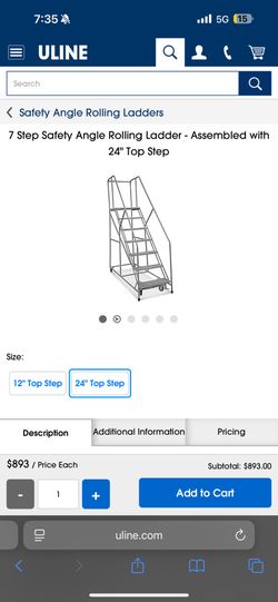 ULINE ANGLE ROLLING LADDER