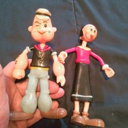 Two Sets 1 Keychain Other Are Bendable Set Popeye And Olive Very Well Kept Good Condition