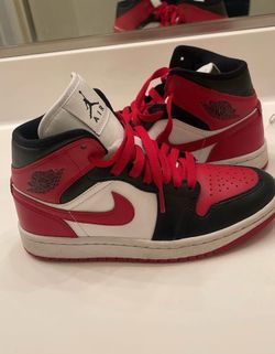 Air Jordan 1 Mid Red Black White Sneakers