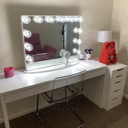 Impressions Vanity Mirror + IKEA Desk + IKEA Chair + Ring Light