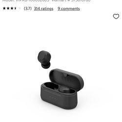 onn. True Wireless Earphones with Charging Case, Black