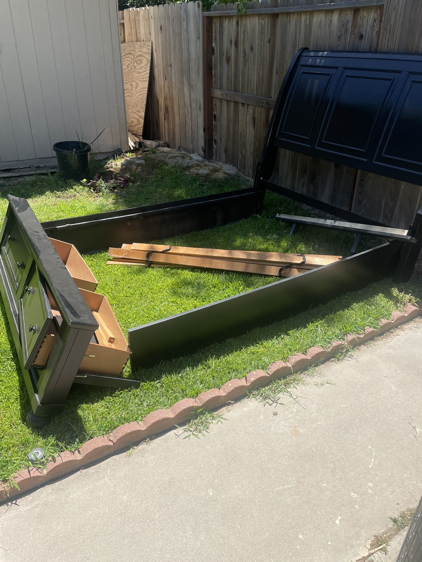 Wooden queen bed frame