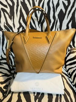 Versace Leather V-Logo Tote