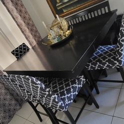 High Top Table With 4 Chairs With Covers, Bench is FREE