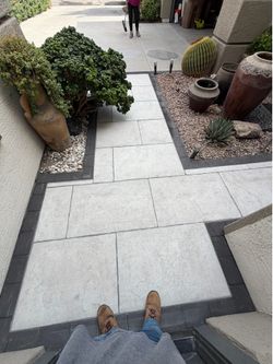 Outdoor Tile pavers turf gravel