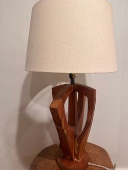 Mid-Century Sculpted Wood Table Lamp
