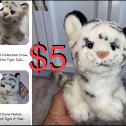 $5 Cute Snow Furries White Tiger Cub like new 9” tall like New