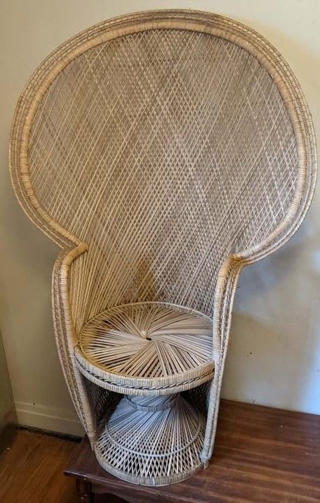 Vintage Peacock Wicker Chair