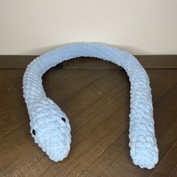 Blue Crocheted Snake Plushy