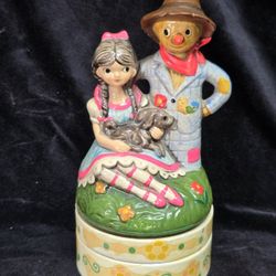 Wizard of Oz Music Trinket Box Vintage Earl Bernard Dorothy Toto Scarecrow 