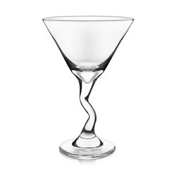 Vintage Libbey Z-Stem Martini Glasses, Clear Zigzag Barware (Set of 6)