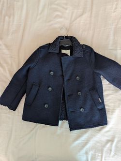 Zara Kids Navy Double-Breasted Wool Coat ✅size 6✅