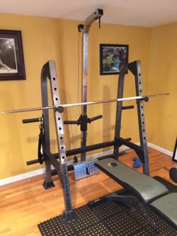 Golds gym xr37 weight lifting rack bench and weights for Sale in South Salem NY OfferUp