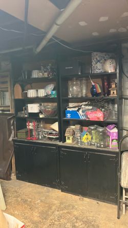 Two cabinets with shelves, black