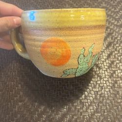 Amazing Handmade ceramic Studio Art coffee mug cactus desert